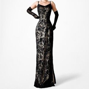 Vintage Black Beaded Gown